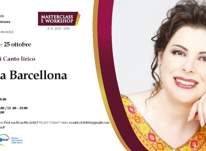 Master Class con Daniela Barcellona, star internazionale del melodramma, ospite del Conservatorio "Umberto Giordano" dal 23 al 25 ottobre