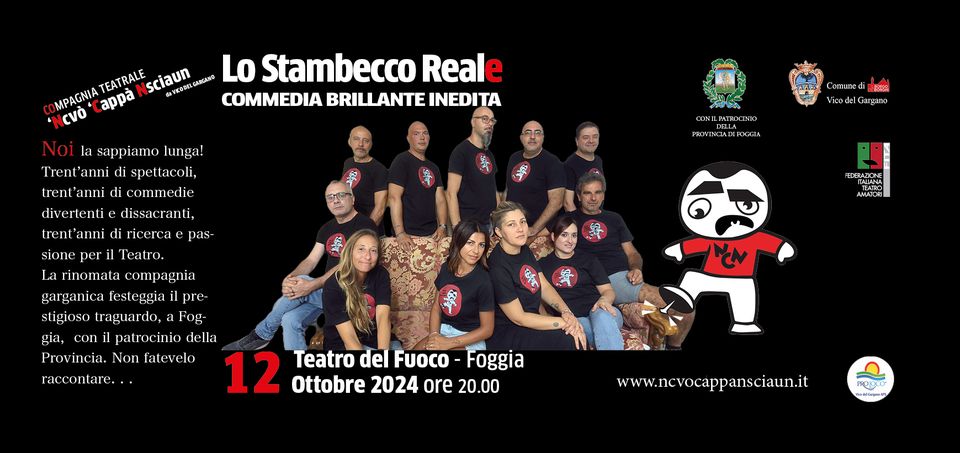 VICO DEL GARGANO ASSOCIAZIONE TEATRALE FESTEGGERA' IL TRENTENNALE AL TEATRO DE FUOCO A FOGGIA IL PROSSIMO 12 OTTOBRE CON UNA COMMEDIA