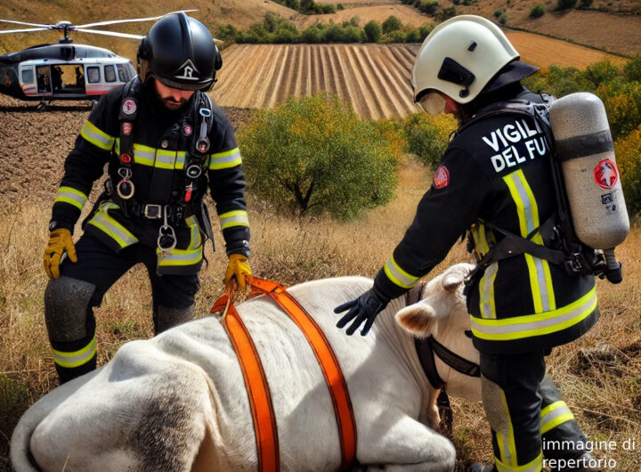 Manfredonia: Mucca Cade in un Dirupo e Viene Salvata dai Vigili del Fuoco